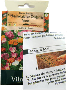 graines d'annuelles pour semis sachet de graines d'eschscholtzia