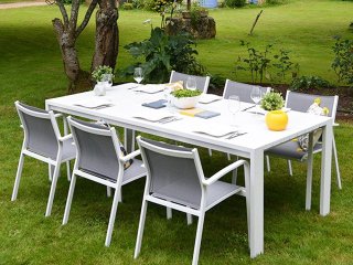 Ensemble table et chaises aluminium et textilène