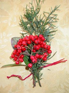un petit bouquet rouge sur la table