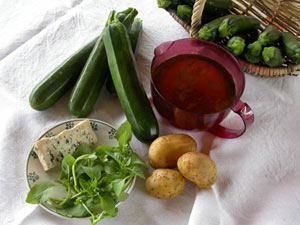 Ingrédients de la crème à la courgette