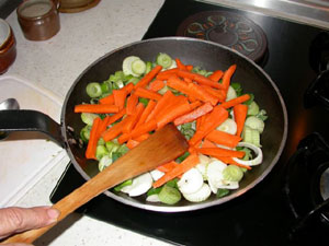 Faire revenir les légumes dans la poèle