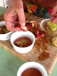 Disposition des morceaux de fruits