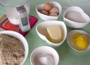 Ingrédients du gâteau aux amandes