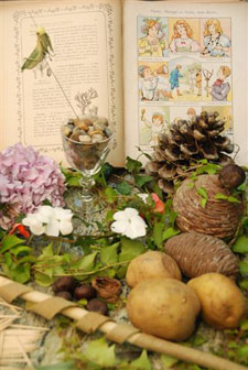 Jeux d'enfant avec des plantes