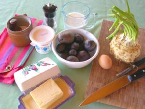 Ingrédients pour la purée de céleri et de pomme de terre