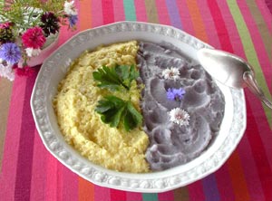 Purée de céleri et pomme de terre bleu
