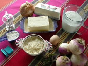 ingrédients de la purée aux navets