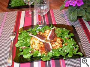 Galette de pomme de terre et sa salade de mâche