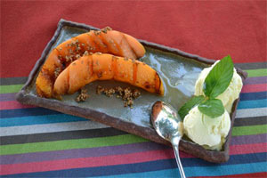 Melon au barbecue - servi à table