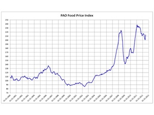 Index des prix alimentaires 1990-2012 (Source : FAO)