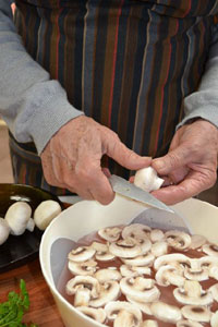 Préparation des champignons