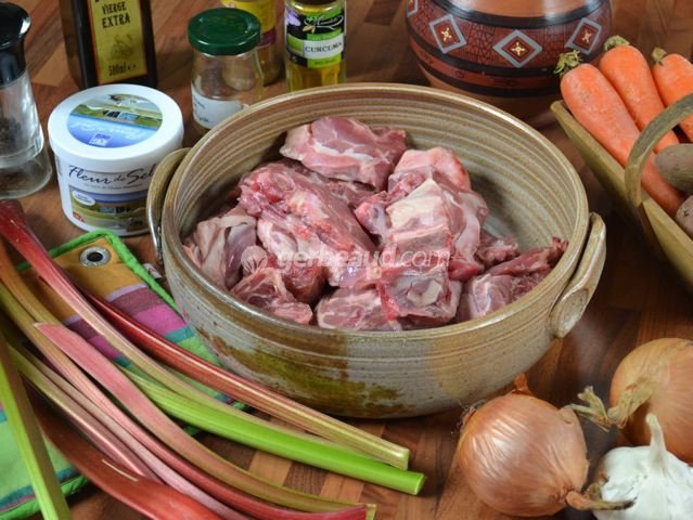 Ingrédients du tajine d'agneau à la rhubarbe