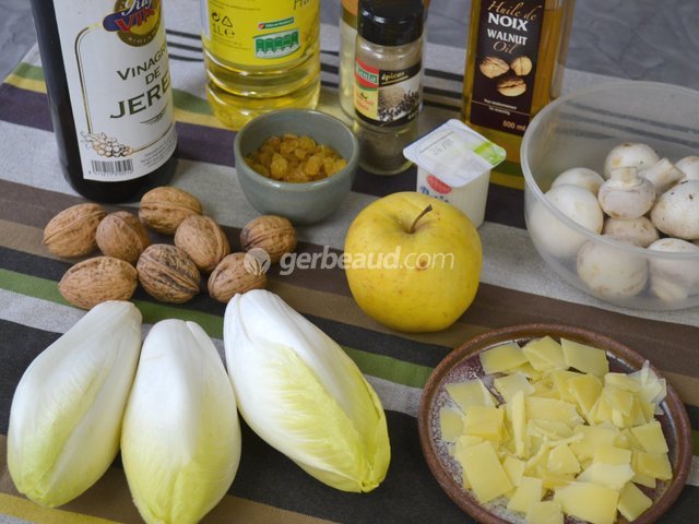 Ingrédients de la salade d'endives