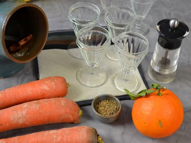 Ingrédients pour les verrines de carottes