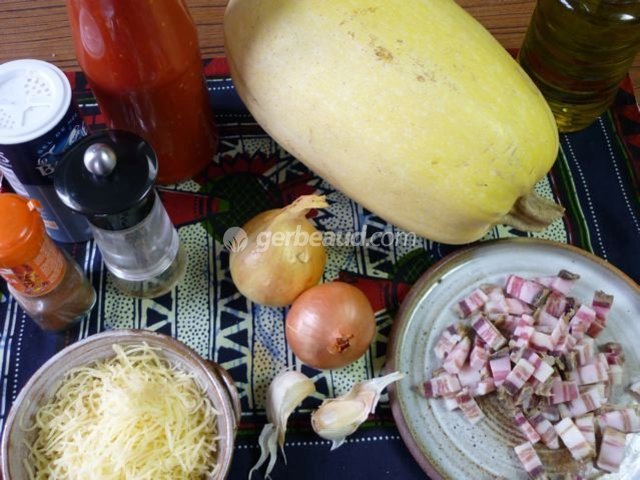 Ingrédients pour le gratin à la courge spaghetti
