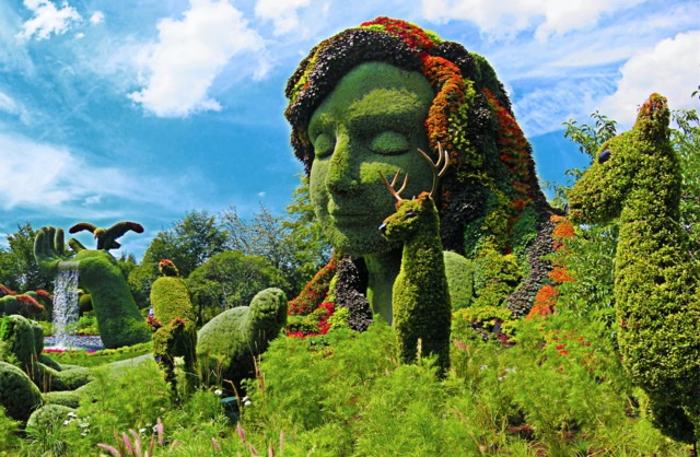Scène en mosaïculture 3D