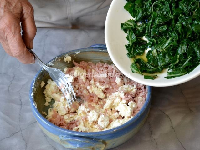 Mélange fromage - bettes - jambon blanc