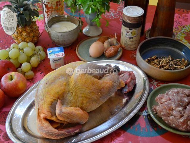 Ingrédients pour la pintade aux 3 fruits
