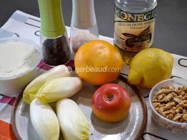 Ingrédients salade d'endives