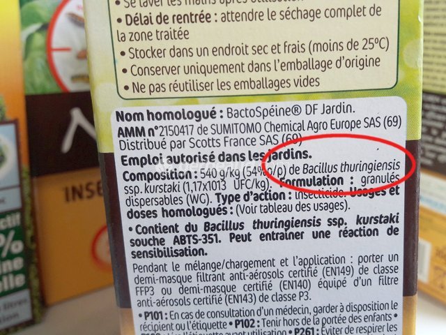Insecticide biologique - bacillus thuringiensis