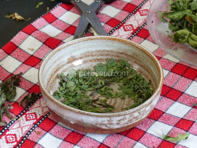 Découpe de la citronnelle en fins morceaux