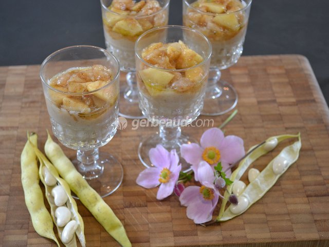 Verrines de haricots tarbais pommes et poires sautées