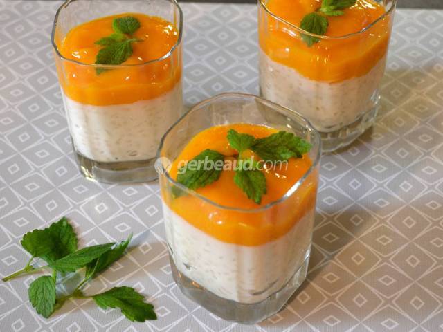 Verrines riz coco coulis de mangue