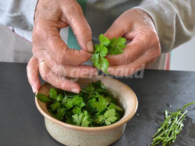 Préparation du persil