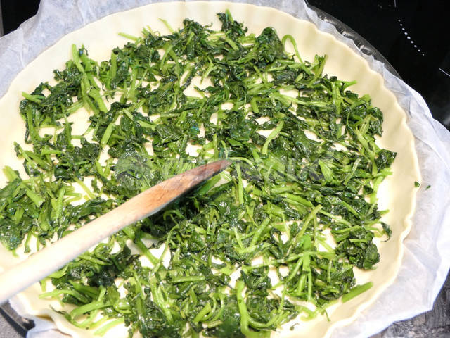 On étale le cresson au fond du plat