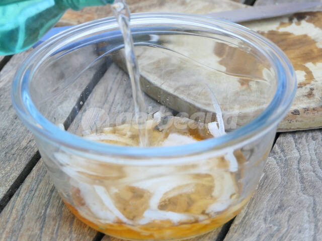 Lamelles d'oignon dans le mélange eau-vinaigre