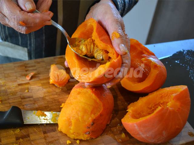 Préparation des potimarrons après cuisson