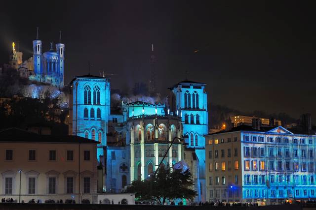 Fêtes des lumières (Lyon) - La colline de Fourvière et la primatiale St Jean