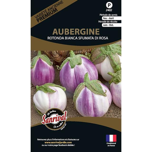 Aubergine ronde bianca sfumata di rosa (sachet)