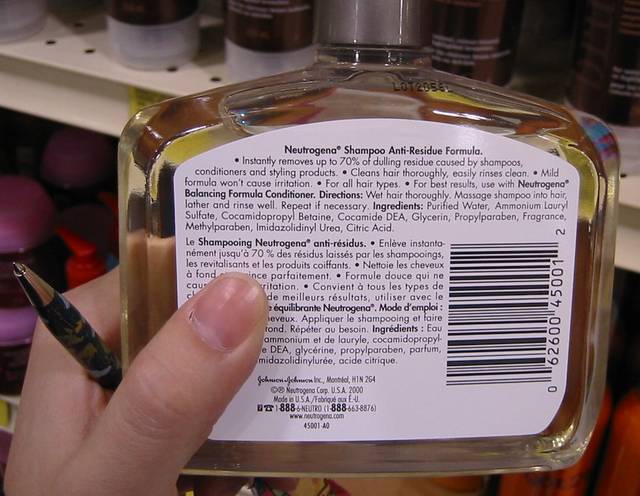 Shampooing : ingrédients