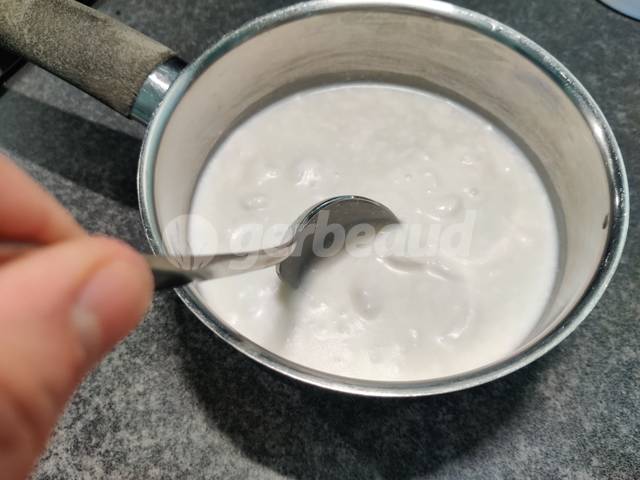 Mélange du lait et du lait de coco