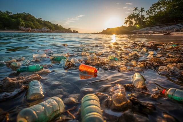 Déchets plastiques flottants