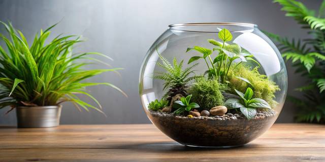 Terrarium dans un bocal à poisson rouge