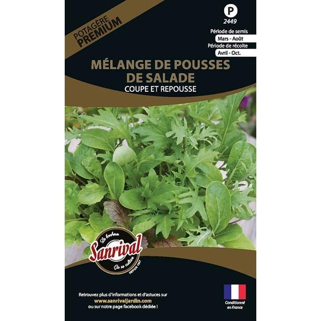 Mélange de pousses de salade coupe et repousse (sachet)