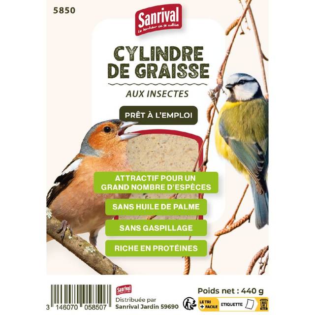 Cylindre de graisse aux insectes