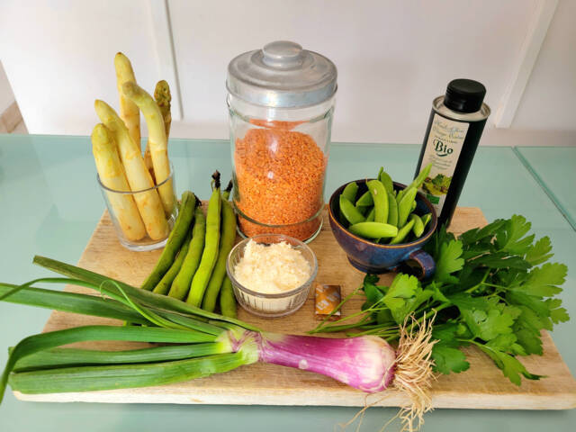 Printanières aux lentilles corail : ingrédients