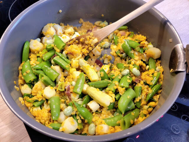 Mélange lentilles / légumes et cuisson
