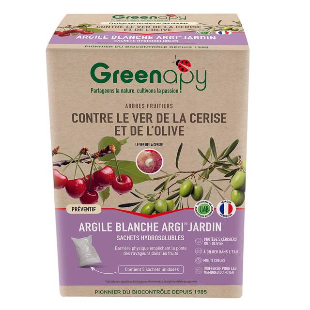 Argile blanche  ARGI®JARDIN contre les mouches de la cerise et de l'olive - 250g (5x50g)