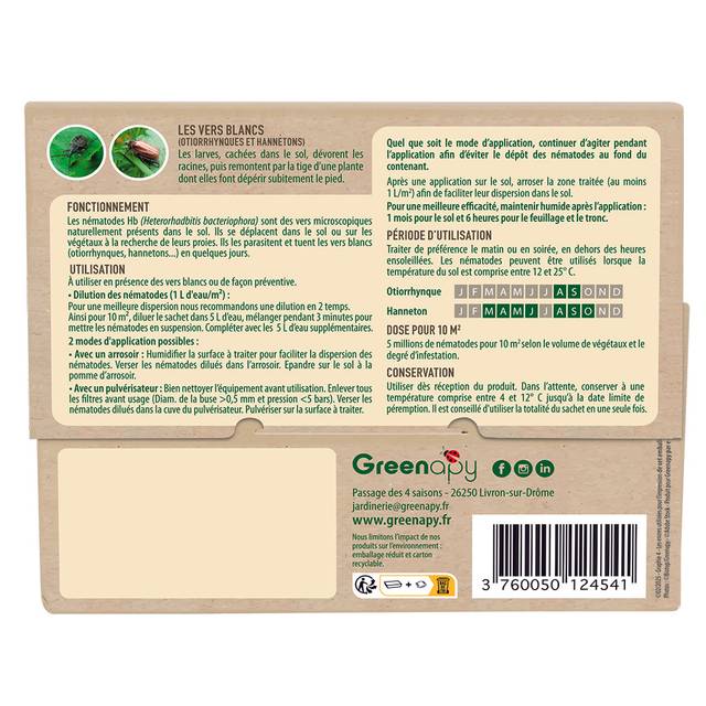 Nématodes Hb anti vers blancs - Boîte de 5M