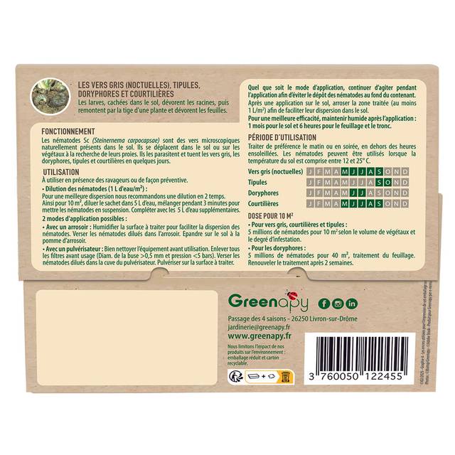 Nématodes Sc anti vers gris et doryphores - Boîte de 5 millions