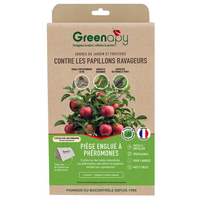 Piège à phéromones englué Delta pour papillons ravageurs BIOTOP - 1 toit + 3 fonds collants