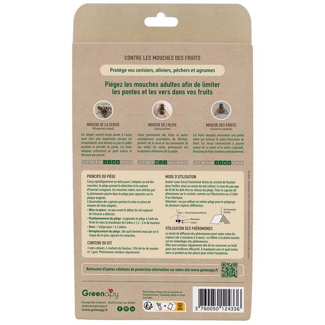 Piège à phéromones englué Dacotrap® pour mouches des fruits BIOTOP - lot de 3