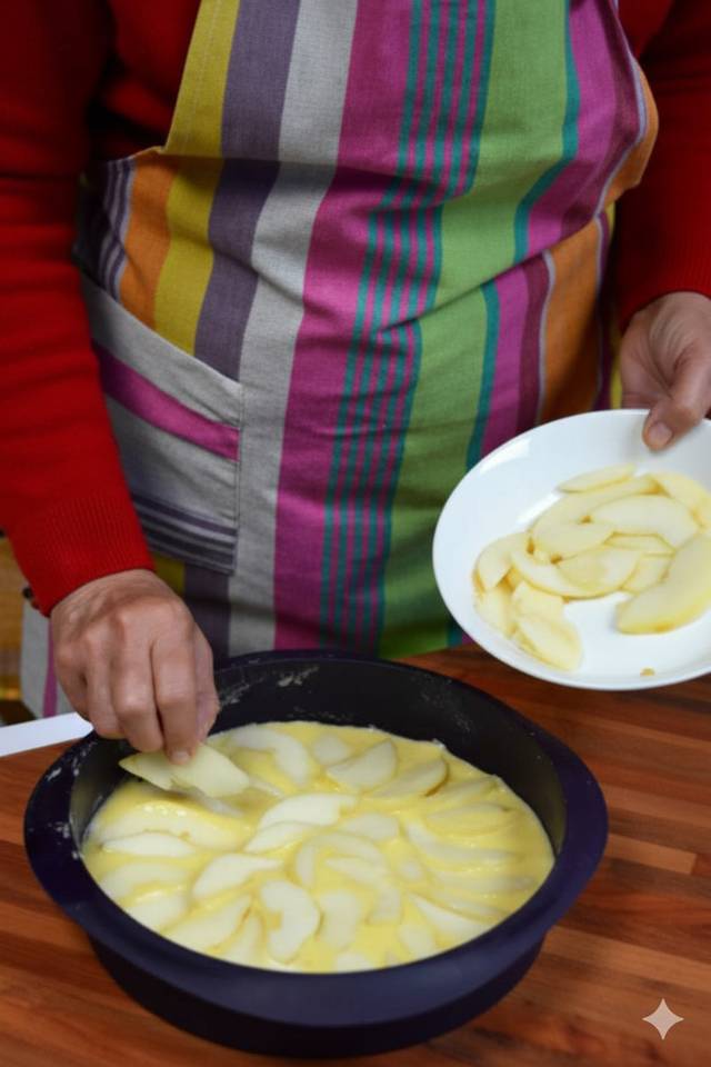 Disposition des lamelles de poires sur la préparation