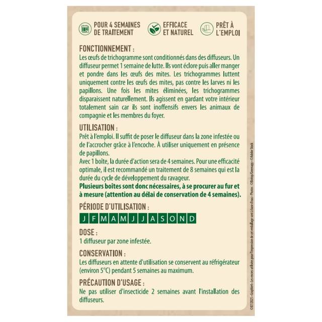 Trichogramme 4 diffuseurs, anti-mites alimentaires (D.R. / Greenapy)