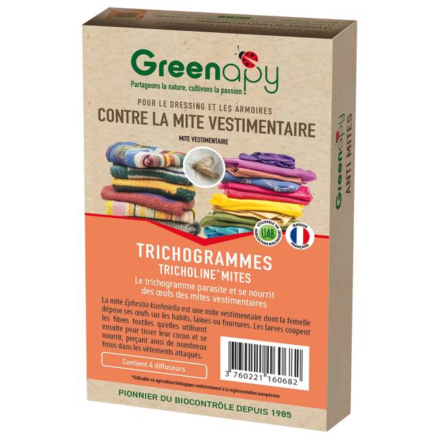 Trichogramme 4 diffuseurs, anti-mites des vêtements (D.R. / Greenapy)