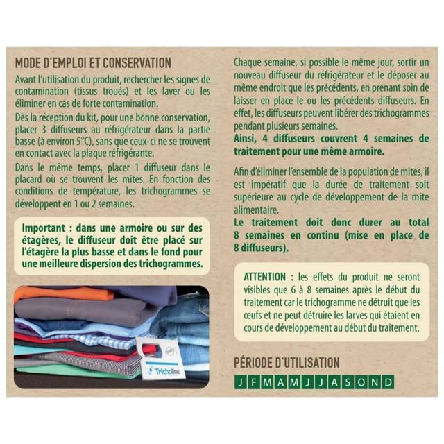 Trichogramme 4 diffuseurs, anti-mites des vêtements (D.R. / Greenapy)